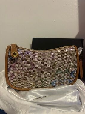 Coach Multicolor Signature Canvas Shoulder Bag with Tan Trim